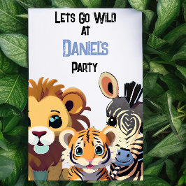Personlig Kids Vild Animal Party Inbjudningar