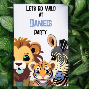 Personlig Kids Vild Animal Party Inbjudningar