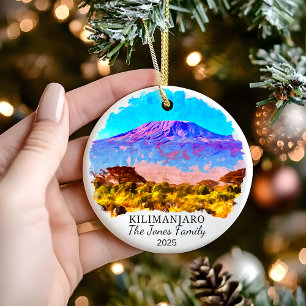 Personlig Kilimanjaro Ornament, Tanzania Gift Julgransprydnad Keramik