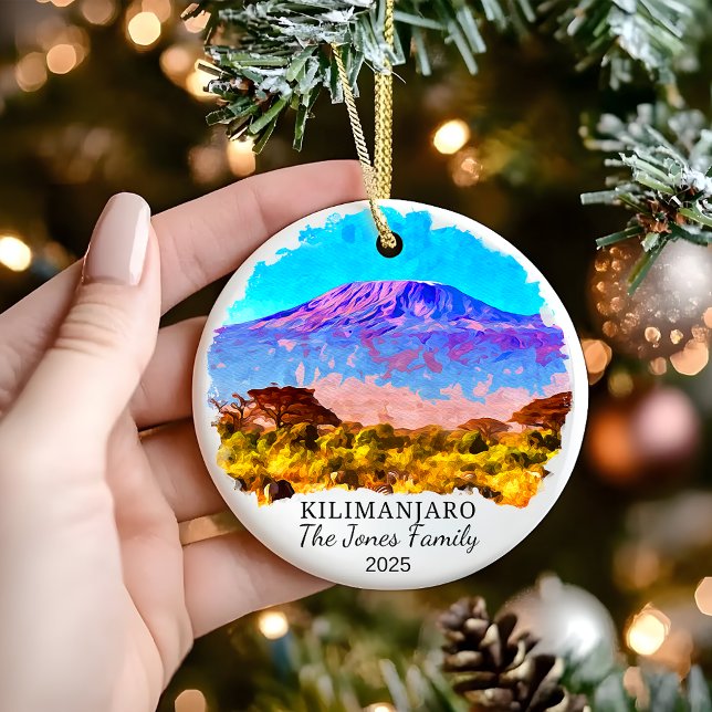Personlig Kilimanjaro Ornament, Tanzania Gift Julgransprydnad Keramik (Skapare uppladdad)