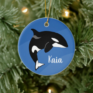 Personlig Killer Whale Orca Julgransprydnad Keramik