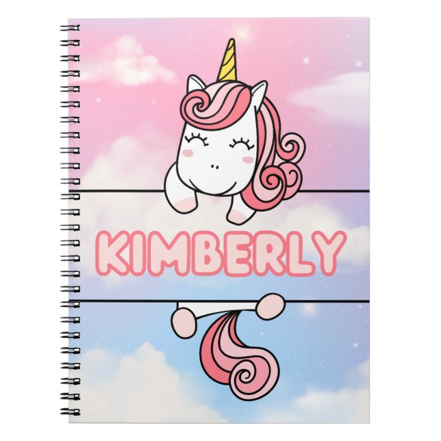 Personlig Kimberly Unicorn Flickaktigt bärbar dato Anteckningsbok (Framsidan)