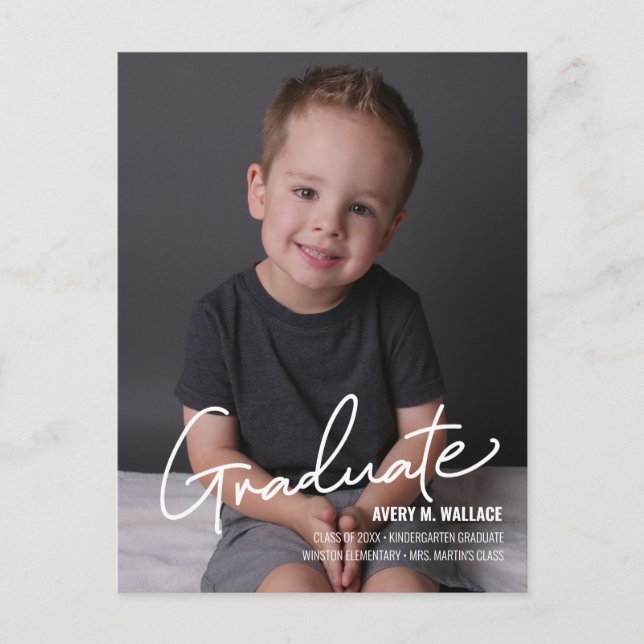 Personlig Kindergarten Student med Photo Anno Meddelande Vykort (Framsida)