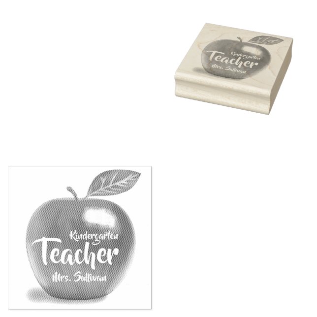 Personlig Kindergarten Teacher Red Apple Stämpel (Stämplad)