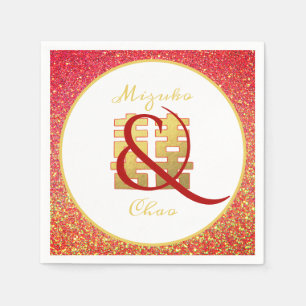 Personlig kinesiska Bröllop Glitter Ampersand Pappersservett