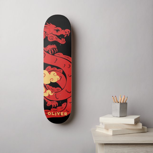 Personlig kinesiska draken mini skateboard bräda 18,5 cm (Väggkonst)