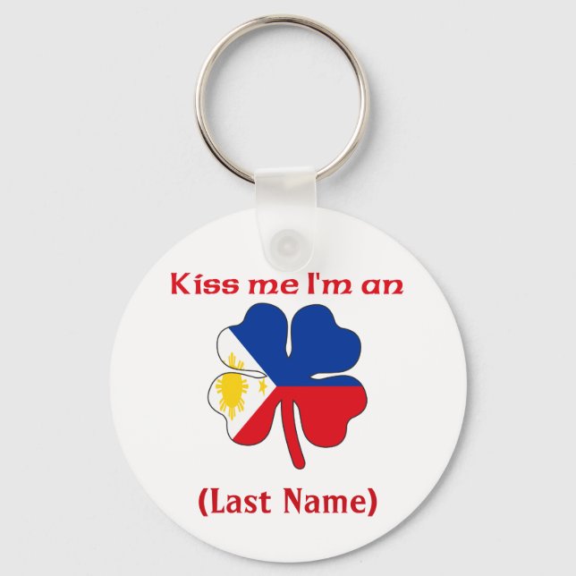 Personlig Kiss Me Jag är filippinobjekt Nyckelring (Framsida)