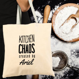 Personlig Kitchen Chaos Chef Cook Foodie Gift Tygkasse