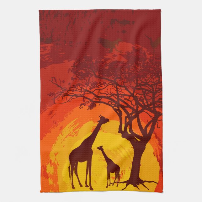 Personlig Kitchen Towel African Safari Giraffe Kökshandduk (Vertikal)