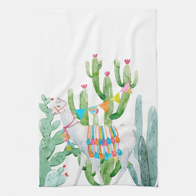 Personlig Kitchen Towel Boho Llama Bohemian Cac Kökshandduk (Vertikal)