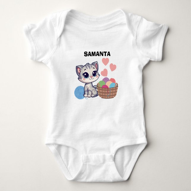 Personlig Kittel & Garn Baby Bodysuit T Shirt (Framsida)