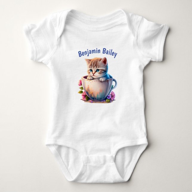 Personlig kitten i tekopp t shirt (Framsida)
