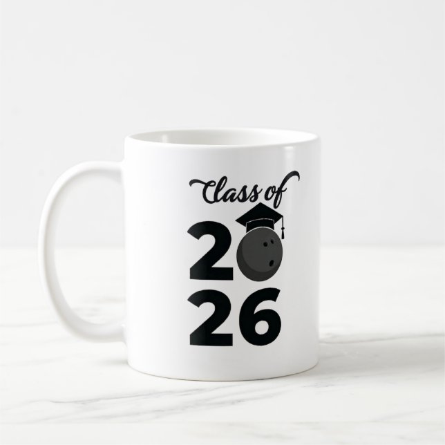 Personlig klass 2026 bowlingfoto  kaffemugg (Vänster)