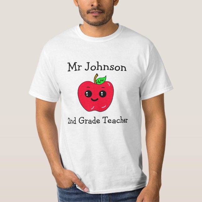 Personlig Klass och Namn Cute Apple T Shirt (Framsida)