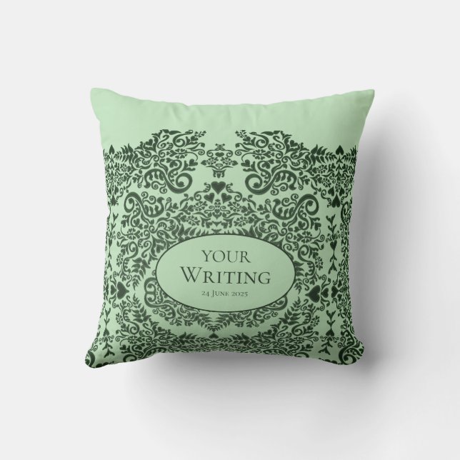 Personlig Klassisk Elegant Damask Botanisk Kudde (Baksida)
