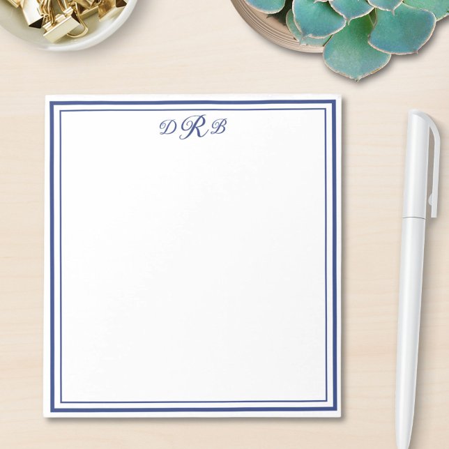 Personlig Klassisk Elegant Monogram Initial Namn Anteckningsblock (Skapare uppladdad)