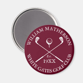 Personlig klassisk golfklubb namn Burgunderröd Magnet