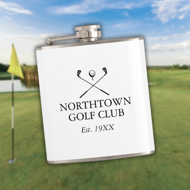 Personlig klassisk golfklubbnamn fickplunta (Personalized Classic Golf Club Name Flask)