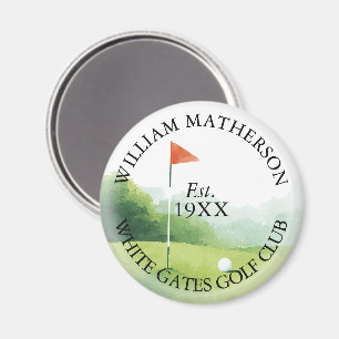 Personlig klassisk golfklubbnamn magnet