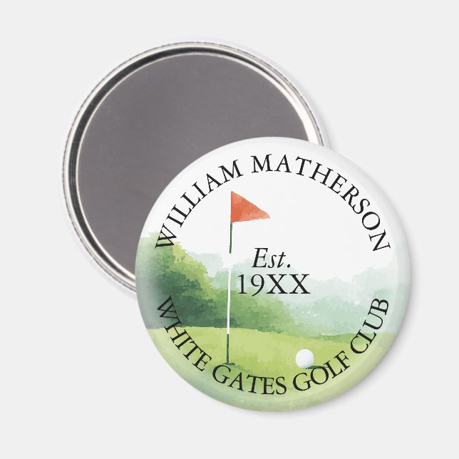 Personlig klassisk golfklubbnamn magnet (Front/Back)
