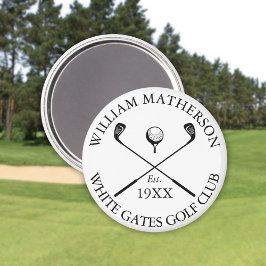 Personlig klassisk golfklubbnamn magnet