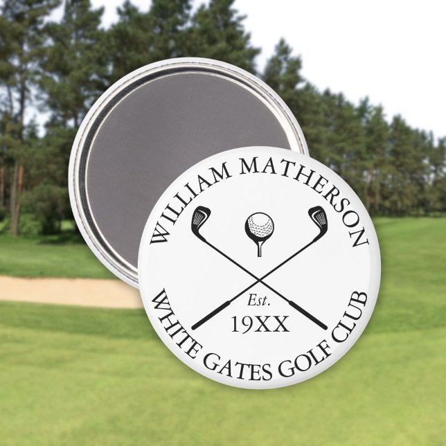 Personlig klassisk golfklubbnamn magnet (Personalized Classic Golf Club Name Magnet)