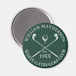 Personlig klassisk golfklubbnamn smaragdgrön magnet