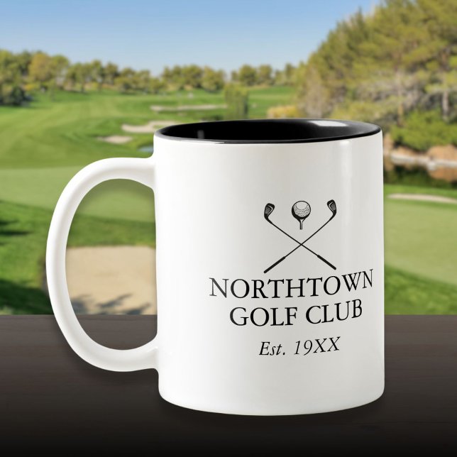 Personlig klassisk golfklubbnamn Två-Tonad mugg (Personalized Classic Golf Club Name Two-Tone Coffee Mug)