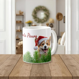 Personlig klassisk mugg – Santa Paws Corgi-design