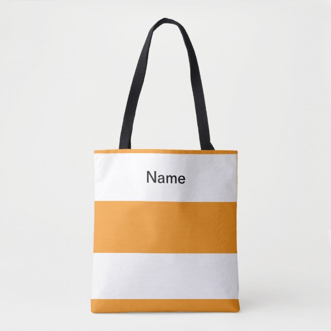 Personlig klassisk orange + vita ränder tygkasse (Framsida)