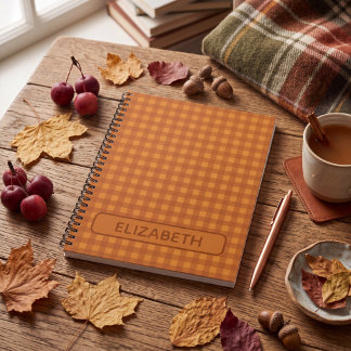 Personlig klassisk pumpa höst gingham randig anteckningsbok