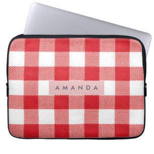 Personlig Klassisk Röd Gingham Karo Laptop Fodral