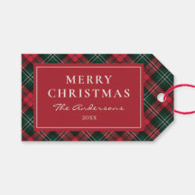 Personlig klassisk röd och grön tartan jul