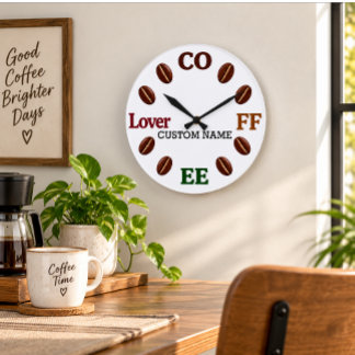 Personlig Klocka för Kaffeälskare på Vägg