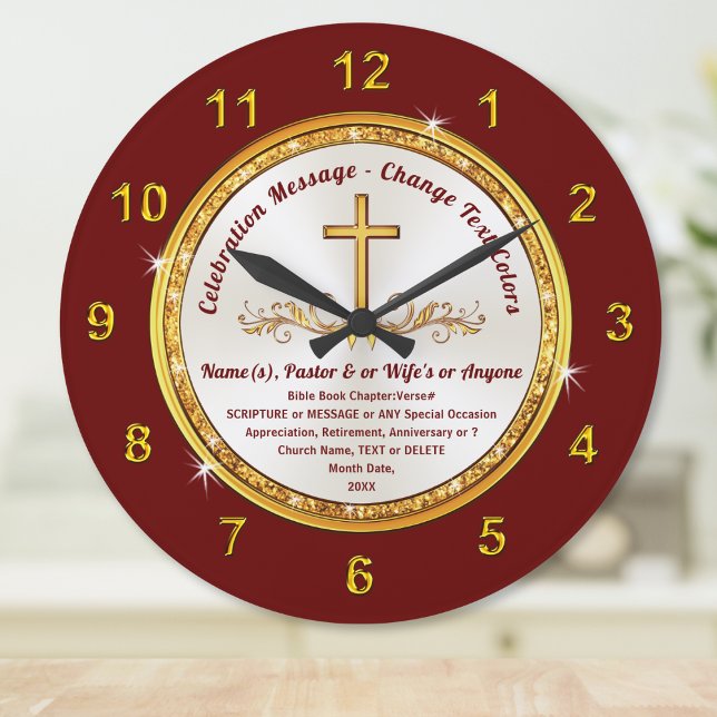 Personlig, klocka med dubbelriktad, byt Färg (Bible verse clocks. Personalized gifts for pastors. Gift for pastor and wife. Religious gift ideas.)