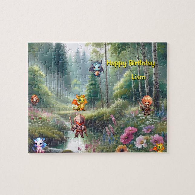 Personlig Knight och Dragons Puzzle Pussel (Horisontell)