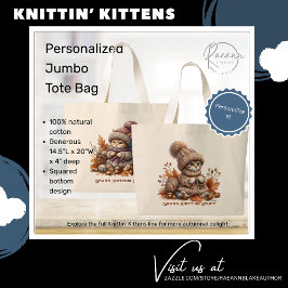 Personlig Knittin'Kittens Jumbo Tote Bag Tygkasse