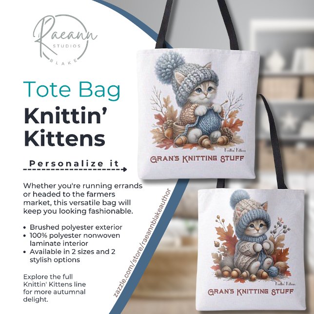 Personlig Knittin'Kittens Tote Tygkasse (Skapare uppladdad)