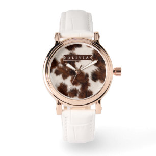 Personlig Ko Print Cowgirl Western Stil Present Armbandsur