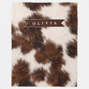Personlig Ko Print Cowgirl Western Stil Present Fleecefilt