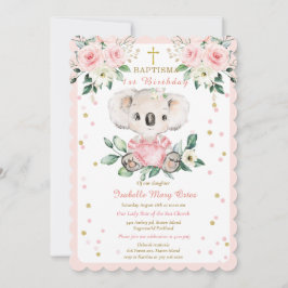 Personlig Koala Baptism och första födelsedag Inbjudningar