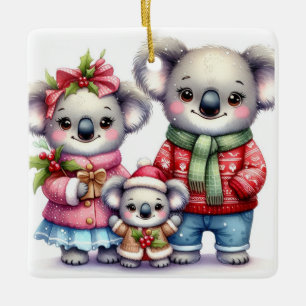 Personlig Koala Bear-familjens jul Julgransprydnad Keramik