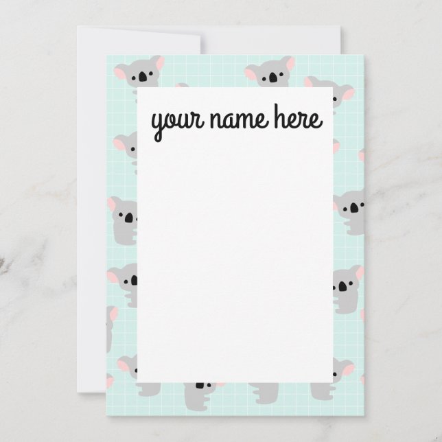Personlig Koala Bear Notecards Tack Kort (Framsida)