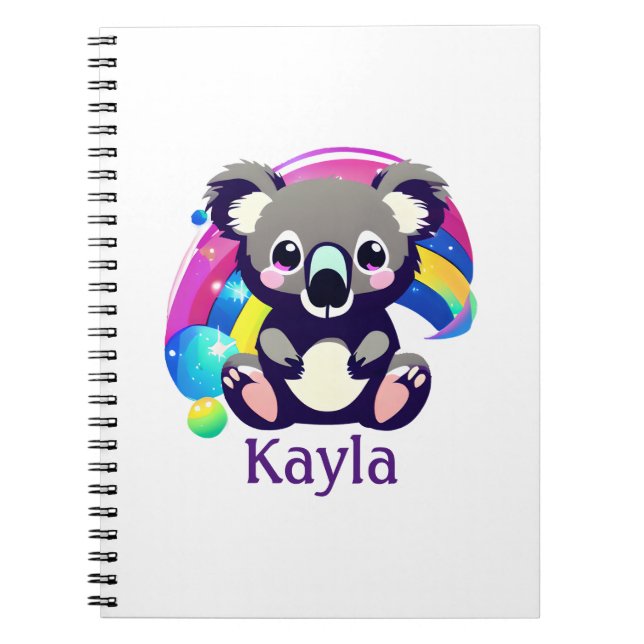 Personlig Koala Bear och Rainbow Anteckningsbok (Framsidan)