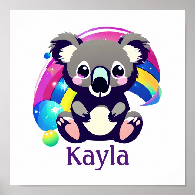 Personlig Koala Bear och Rainbow Poster (Framsidan)
