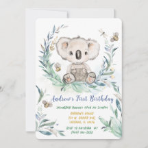 Personlig Koala Pojke Första Födelsedag