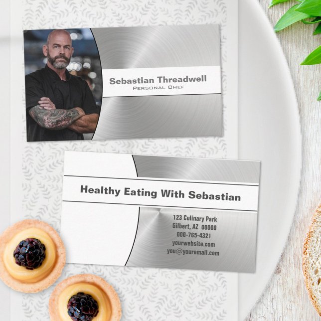 Personlig kock Borstat stål anpassad bild Visitkort (Skapare uppladdad)