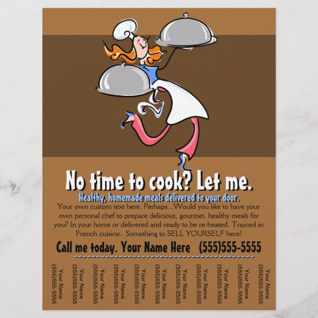 Personlig kock.Catering.måltider.business.Pre-made Reklamblad (Framsidan)