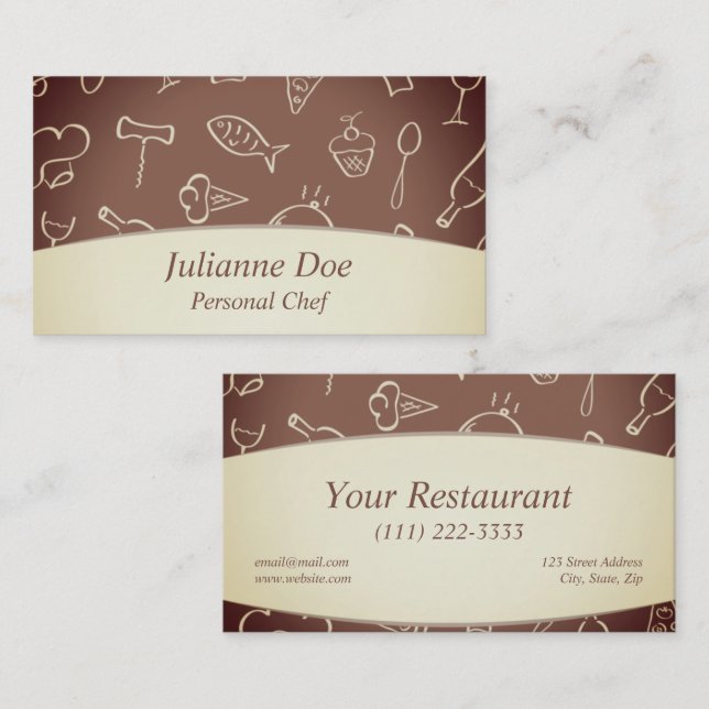 Personlig kock eller restaurang visitkort (Fram/baksida)