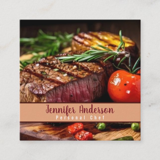 Personlig kock Sous kock Restaurang Fyrkantigt Visitkort (Framsida)